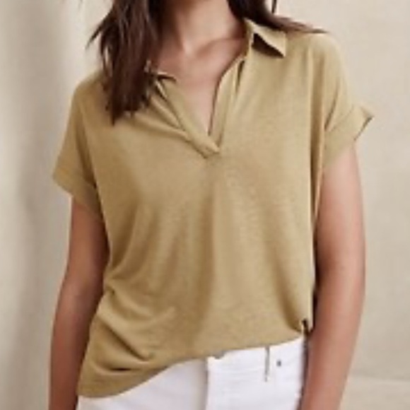 Banana Republic Tops - Banana Republic Women’s Linen Short Sleeve Polo | NWOT